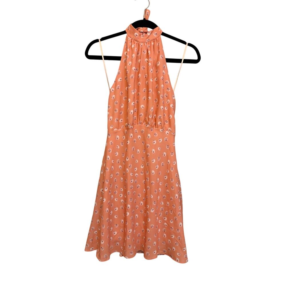 TVF For DVF Eclair Halter Mini Dress 2 Light Peach Floral Summer Feminine NWT